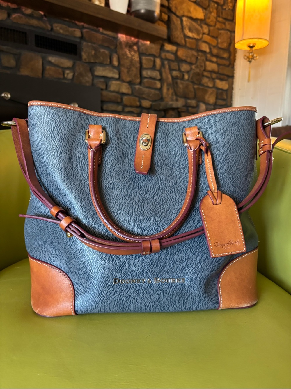 Dooney & Bourke Shelby Shopper Elephant Grey Pebbled Leather Tote Bag